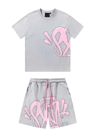 Syna World Short Set Gray & Pink